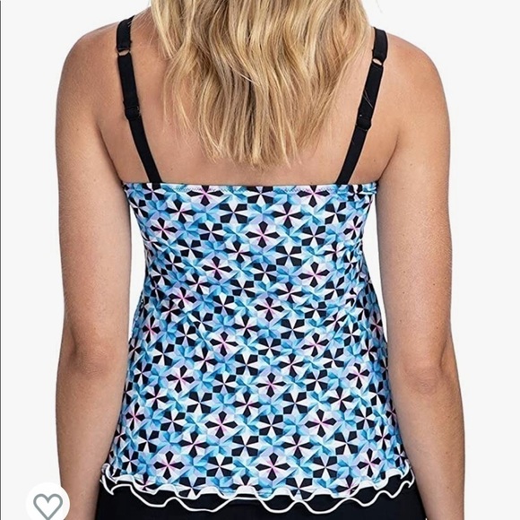 NWT Profile by Gottex Printed Lettuce Ruffle Sweetheart Tankini Swim Top - Picture 4 of 6